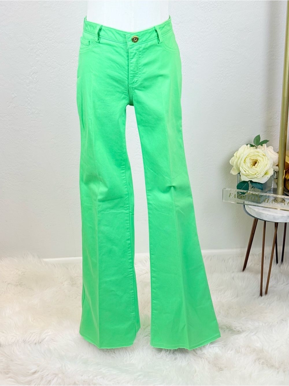Vintage Robert Rodriguez‎ Dior Designer Green Flare Jeans Y2K Size 6 Archival